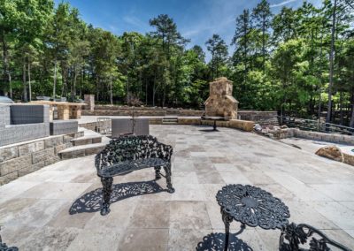 Large Patio with Fireplace and furniture