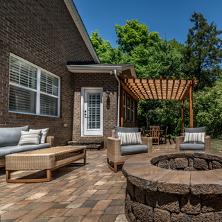 Patio and fire pit in Charlotte built by Benton Outdoor Living