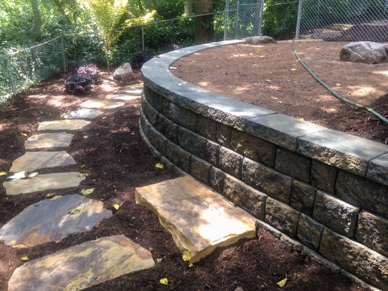 Backyard stepping stone walkway in Charlotte area