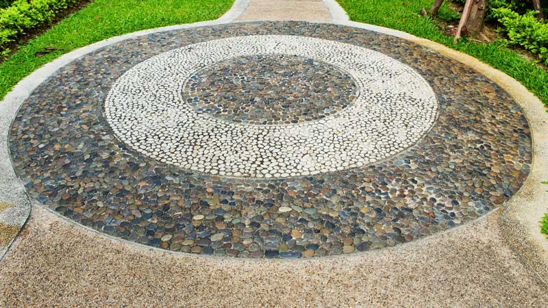 example of a small labyrinth walkway that doesn't really lead to anything but adds interest to the landscape and can be relaxing