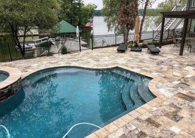 Paver patio pool deck in Tega Cay, South Carolina