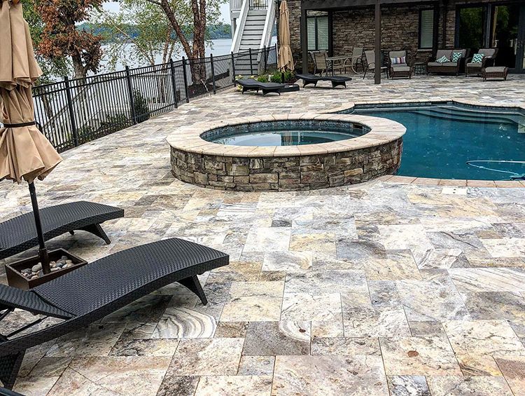 Tega Cay Pool Deck hardscape using Paver Patios by Benton Outdoor Living