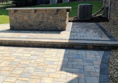 Patio and bar area in a palisades backyard in Steele Creek, Charlotte.