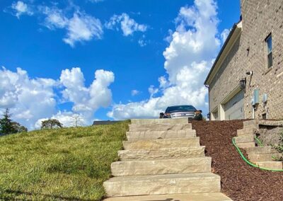 Stone Steps installed outside this Weddington, NC home by Benton Outdoor Living