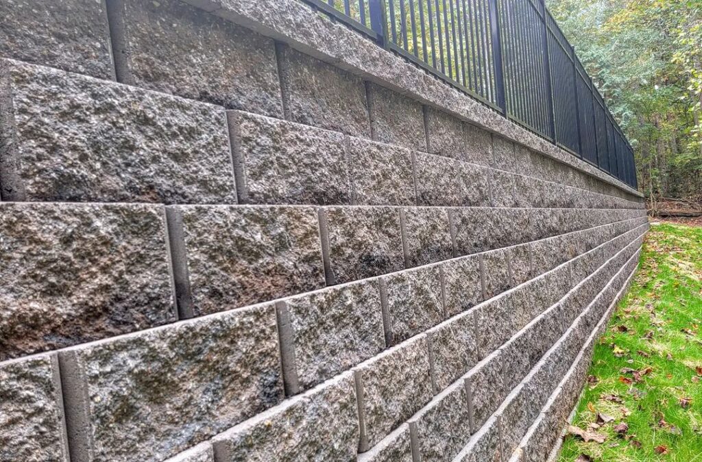 Retaining Wall in Ballantyne Charlotte yard